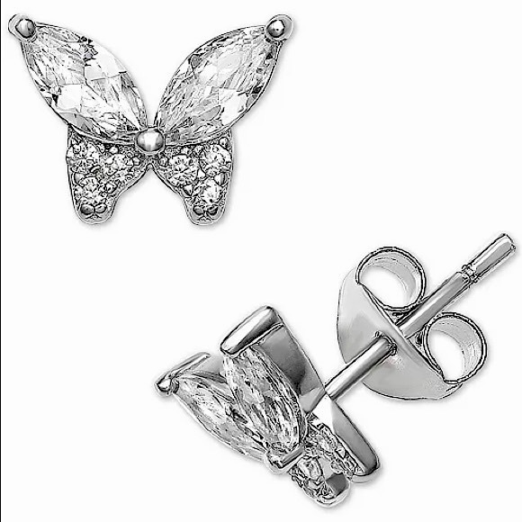 Giani Bernini Sterling Silver Crystal Butterfly Stud Earrings - Picture 6 of 7
